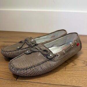 Marc Joseph Cypress Hill Loafers 7 Brown Snake Embossed Leather Driving Shoes